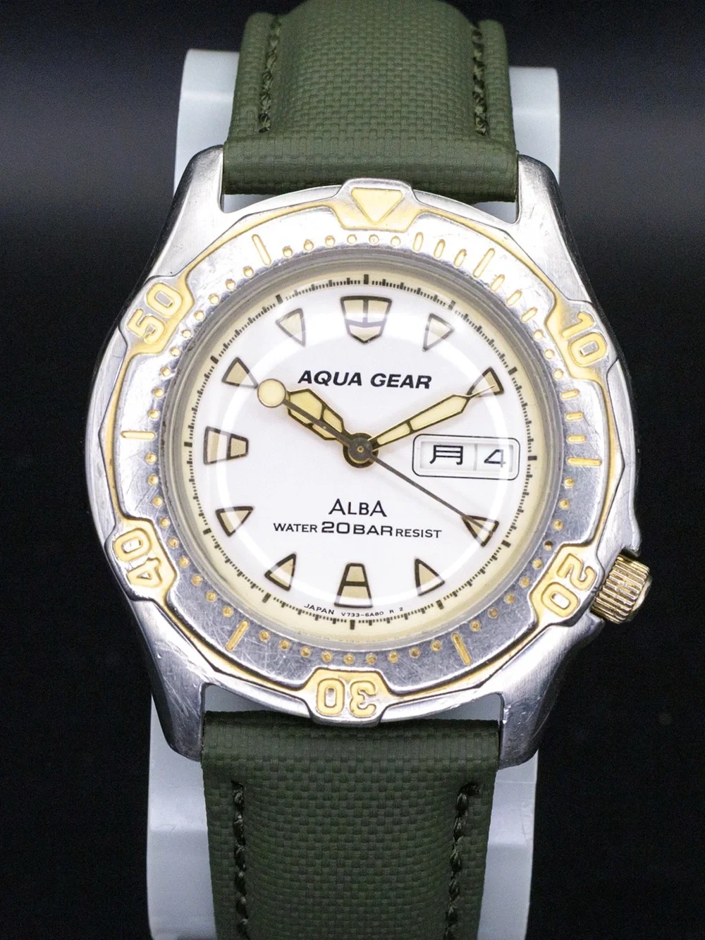 Seiko Alba Rare Aqua Gear V733-6A40 Vintage 36mm JDM Import Day Date Watch